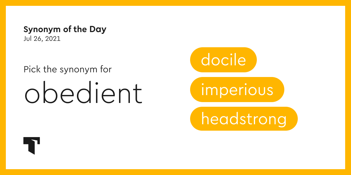 Synonym of the Day docile Thesaurus com
