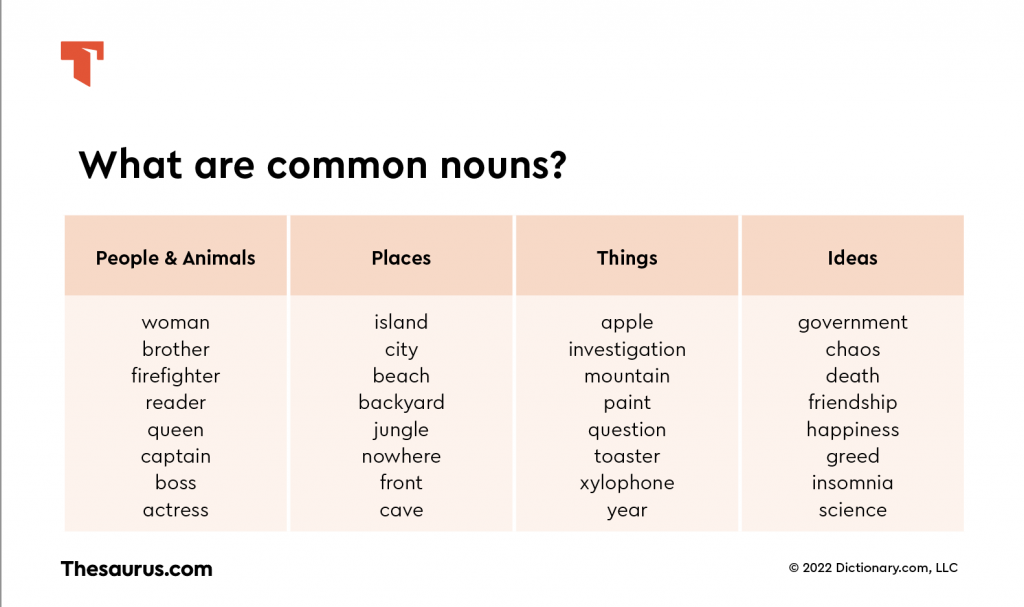 What Is A Common Noun Thesaurus